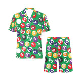 Billiard Ball Pattern Print Design 02 Men's V-Neck Short Pajama Set