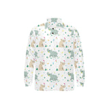 Cute Rhino pattern Men's Long Sleeve Polo Shirt