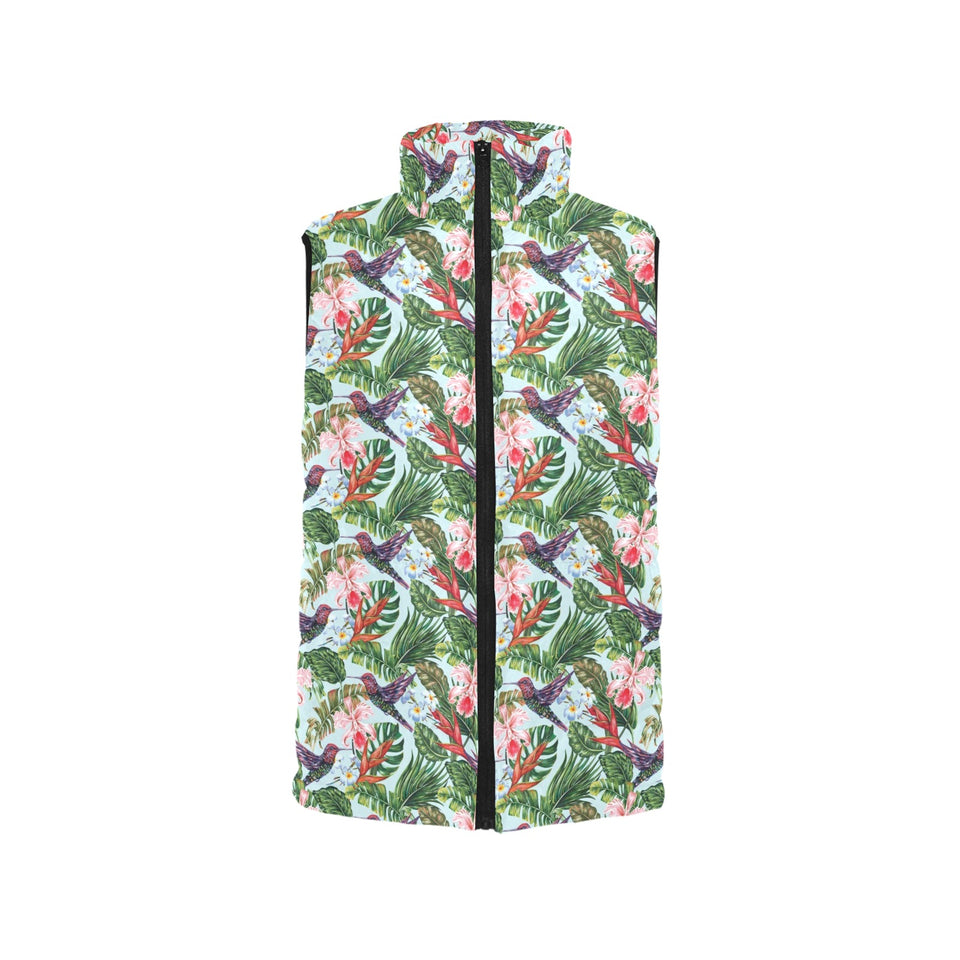 Hummingbird Pattern Print Design 05 Women's Padded Vest