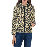 Leopard print design pattern Women's Padded Hooded Jacket