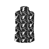 Saxophone music notes treble clef black white them Women's Padded Vest