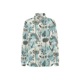 Dragonfly Butterfly Plants insect flower vintage s Women's Long Sleeve Polo Shirt