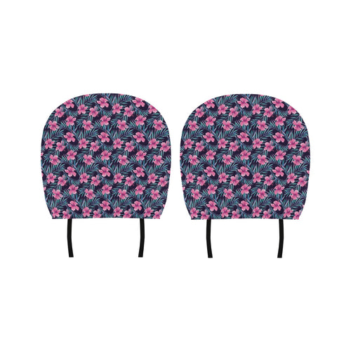 Hibiscus Pattern Print Design 05 Car Headrest Cover