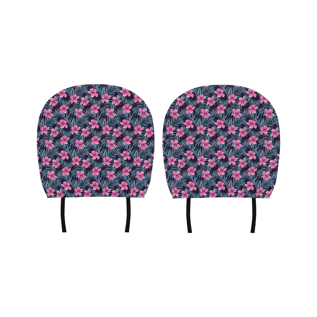 Hibiscus Pattern Print Design 05 Car Headrest Cover