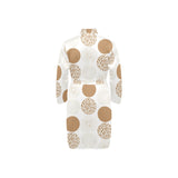 Gold Texture mushroom pattern Men's Long Sleeve Belted Night Robe