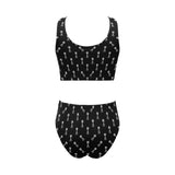 Engine Piston Black Theme Pattern Print Design 03 Chest Bowknot High Waisted Bikini Swimsuit