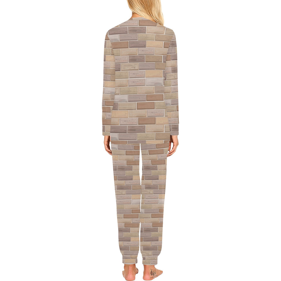 Brick Printed Pattern Print Design 01 Women's All Over Print Pajama Set