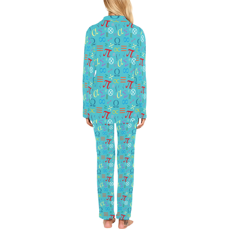 Math Pattern Print Design 02 Women's Long Pajama Set