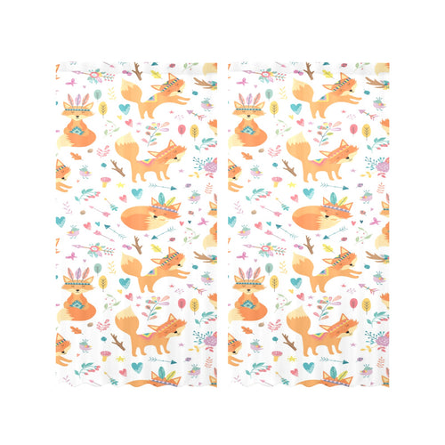 cute tribal fox pattern Gauze Curtain