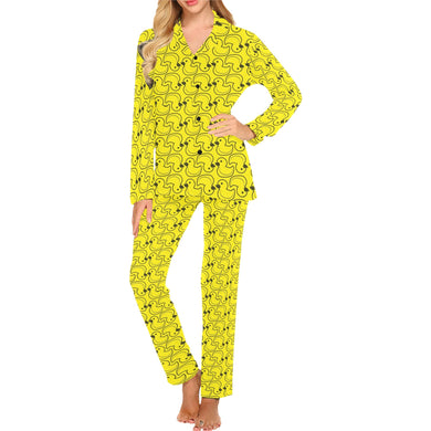 Duck Pattern Print Design 02 Women's Long Pajama Set