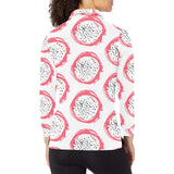 Hand drawn dragon fruit Women's Long Sleeve Polo Shirt