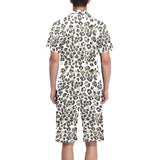 Leopard skin print pattern Men's V-Neck Short Pajama Set