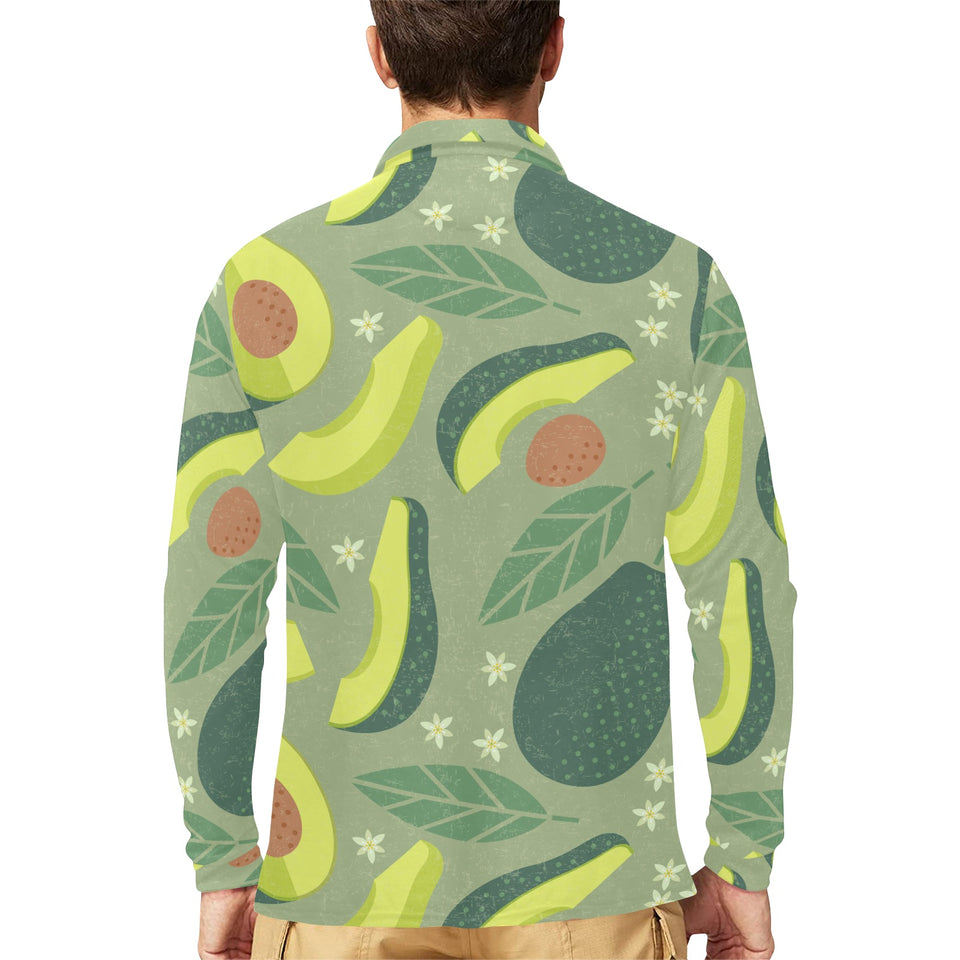 Avocado pattern Men's Long Sleeve Polo Shirt