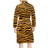 Bengal tigers skin print pattern background Men's Long Sleeve Belted Night Robe