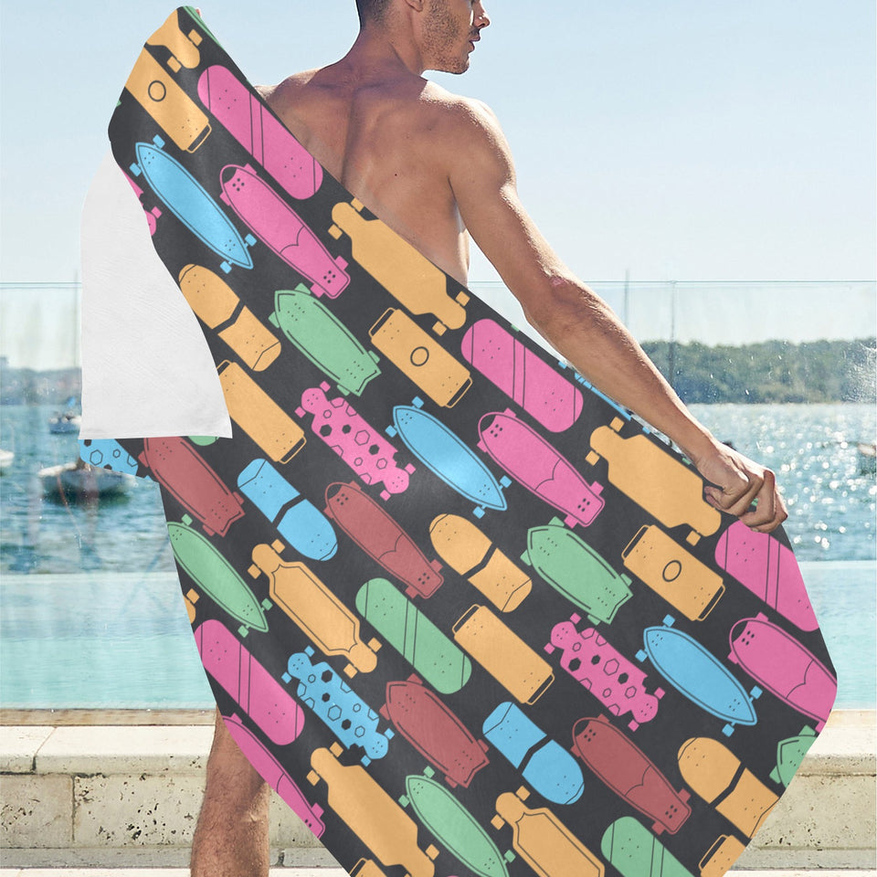 Skate Board Pattern Print Design 02 Beach Towel