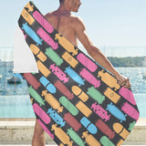 Skate Board Pattern Print Design 02 Beach Towel