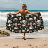 Raccoon watermelon pattern Beach Towel