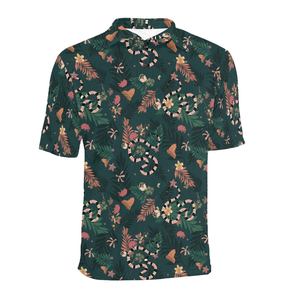 Snake forest pattern Men's All Over Print Polo Shirt