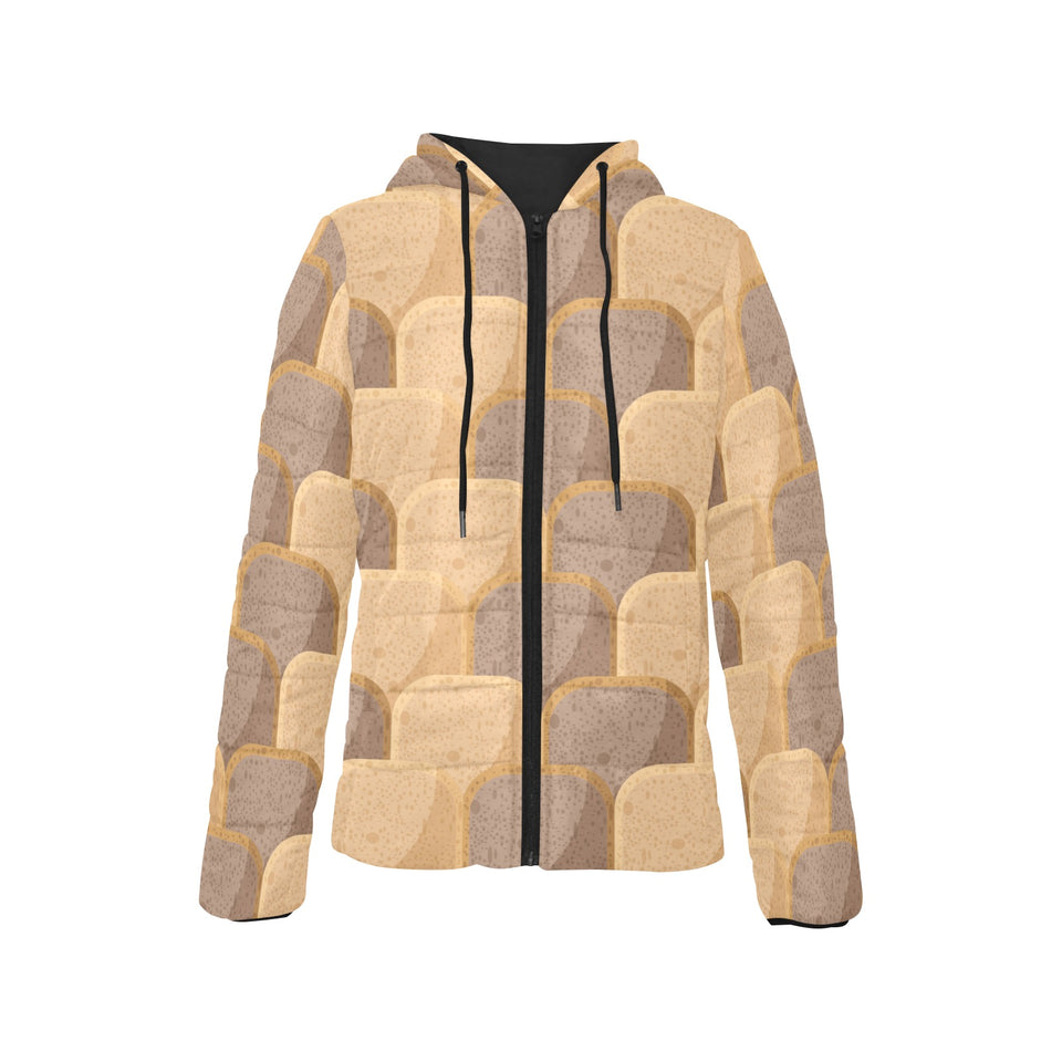 Bread Toast Pattern Print Design 04 Women's Padded Hooded Jacket