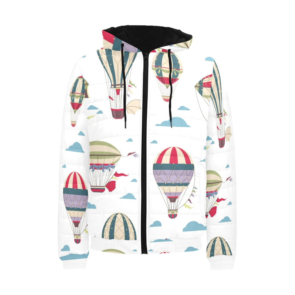 Hot air balloon pattern Men's Padded Hooded Jacket