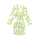 Cucumber slices pattern Women's Long Sleeve Belted Night Robe