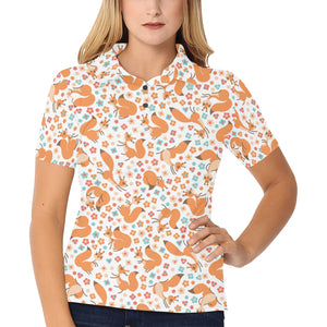 Squirrel Pattern Print Design 05 Women's All Over Print Polo Shirt