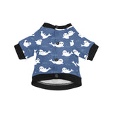 Cute white baby sea lion seal pattern All Over Print Pet Dog Round Neck Fuzzy Shirt