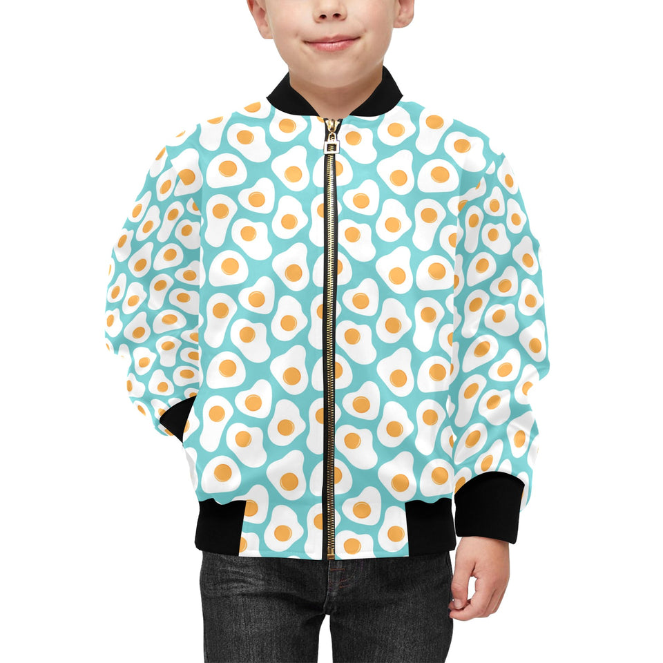 Fried Eggs Pattern Print Design 04 Kids' Boys' Girls' Bomber Jacket