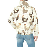 Cute rooster chicken cock Men's Padded Hooded Jacket