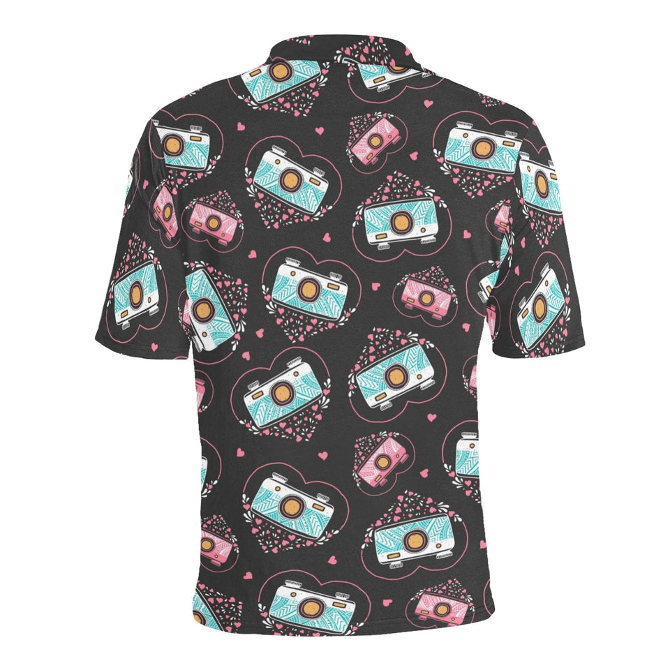 Camera Pattern Print Design 04 Men's All Over Print Polo Shirt