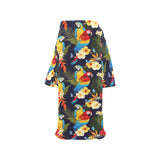 Colorful parrot flower pattern Blanket Robe with Sleeves