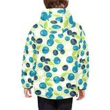 blueberry flower pattern Kids' Boys' Girls' Padded Hooded Jacket