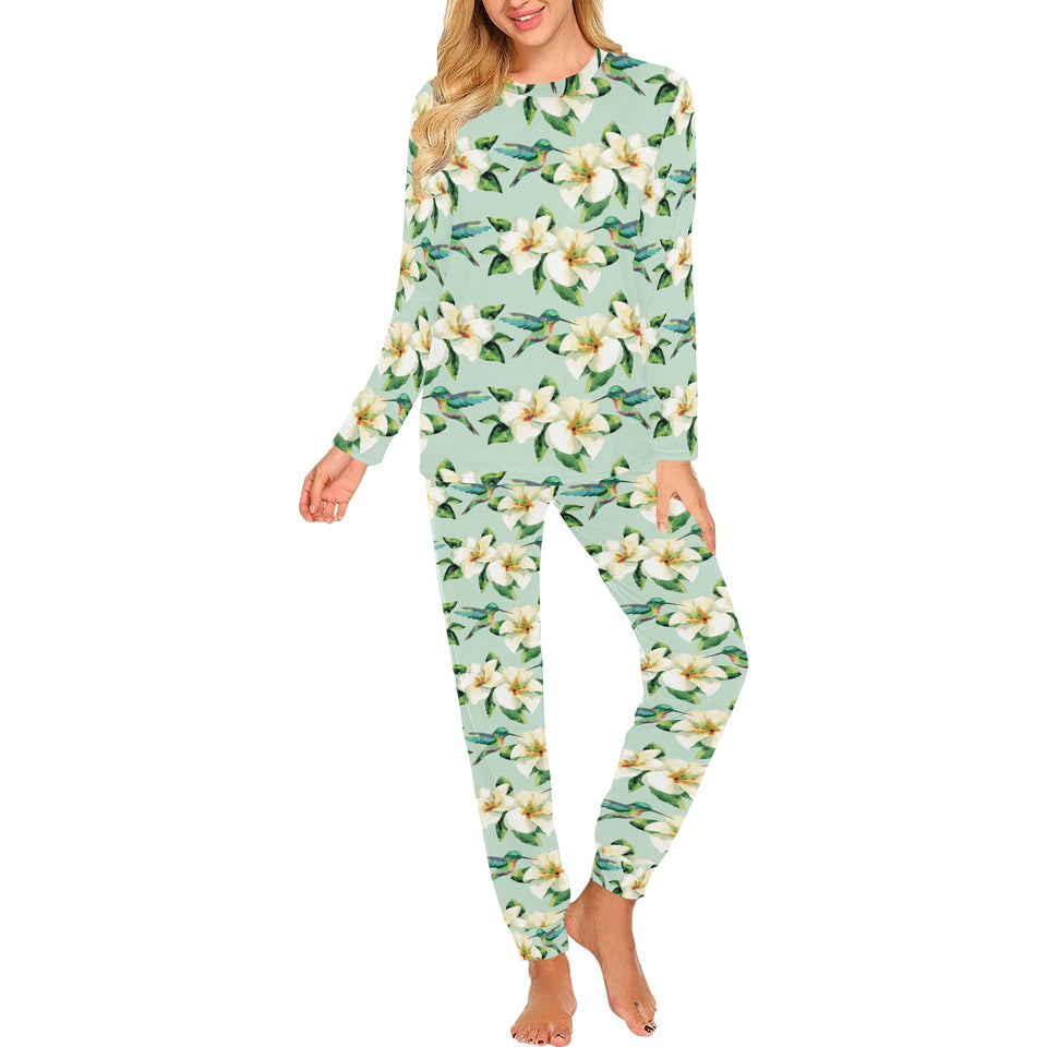 Hummingbird Pattern Print Design 01 Women's All Over Print Pajama Set