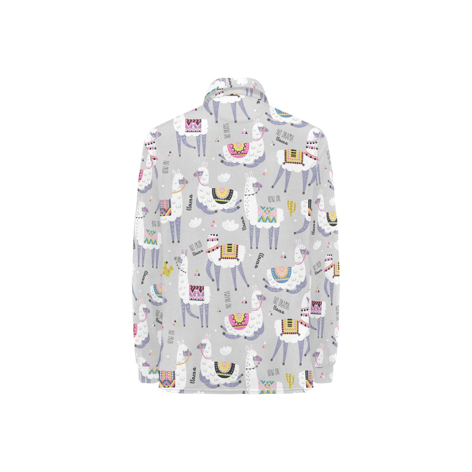 Cute Llama Alpaca pattern Women's Long Sleeve Polo Shirt