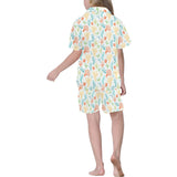 Coral Reef Pattern Print Design 02 Kids' Boys' Girls' V-Neck Short Pajama Set