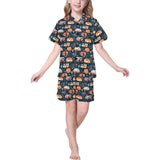 Camper Van Pattern Print Design 05 Kids' Boys' Girls' V-Neck Short Pajama Set