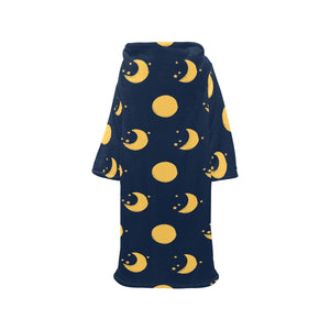 Moon star pattern Blanket Robe with Sleeves