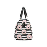 Donuts pink icing striped pattern Travel Bag