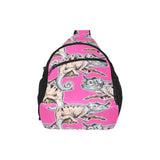Chameleon lizard pattern pink background All Over Print Chest Bag