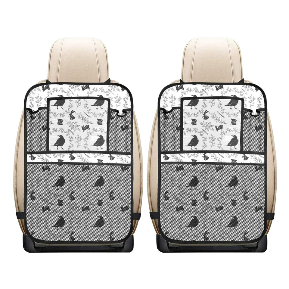 Crows floral wreath rabbit pattern Car Seat Back Organizer