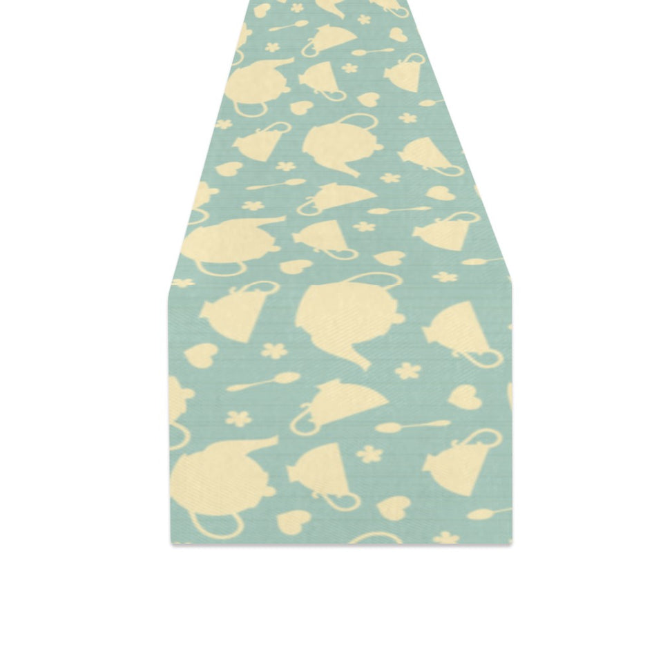 Tea pots Pattern Print Design 02 Table Runner