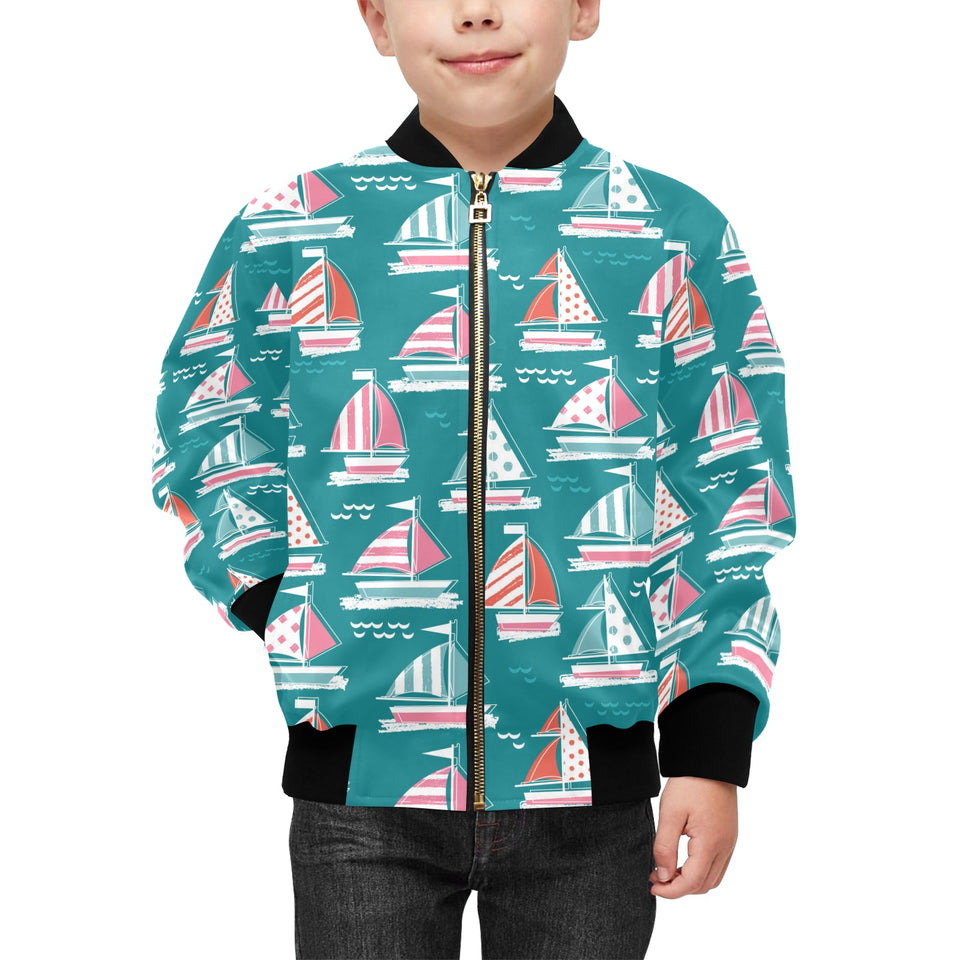 Cute sailboat pattern Kids' Boys' Girls' Bomber Jacket