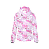Pink flamingo flower pattern Women's Padded Hooded Jacket