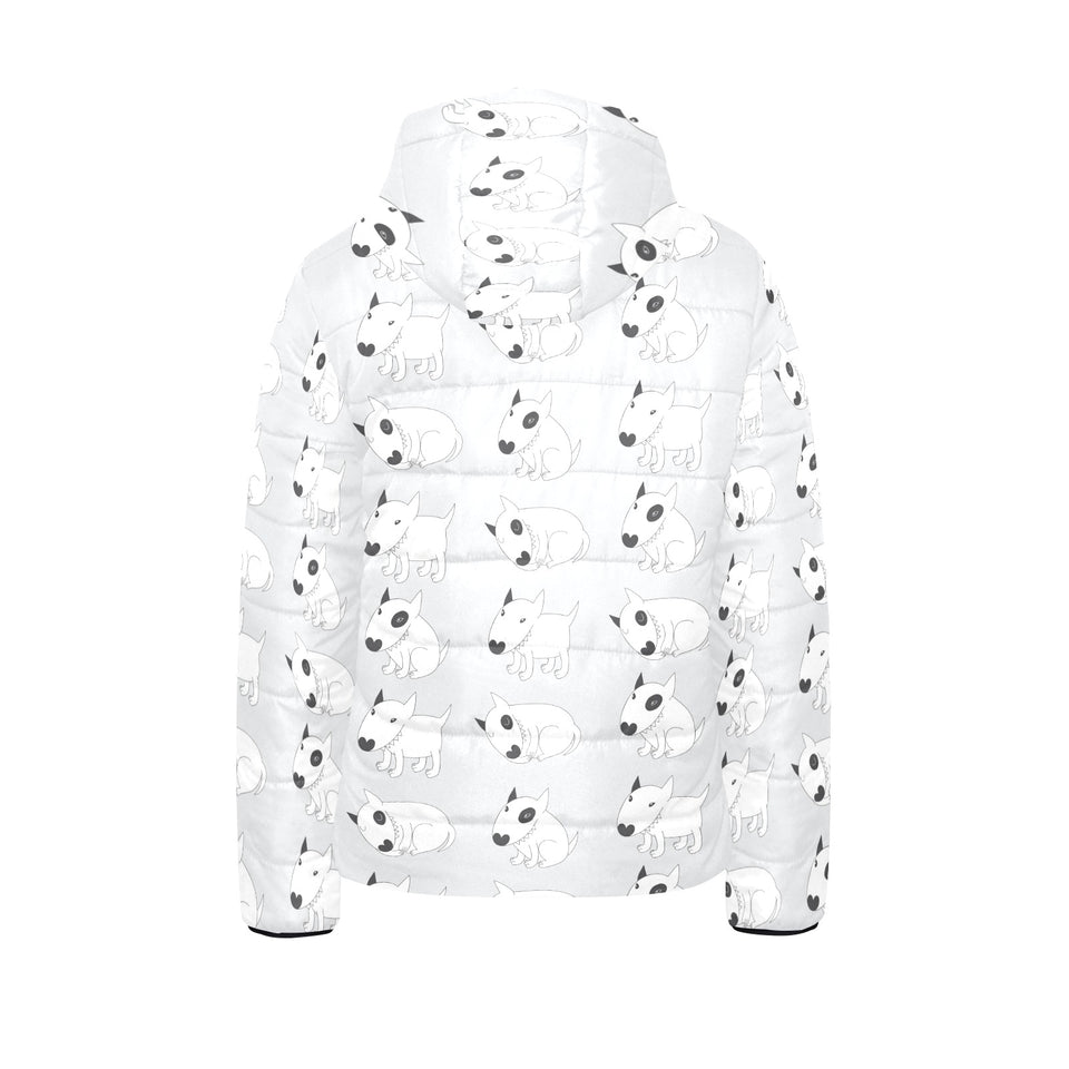 Bull Terrier Pattern Print Design 01 Kids' Boys' Girls' Padded Hooded Jacket