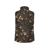 Gold peacock feather pattern Women's Padded Vest