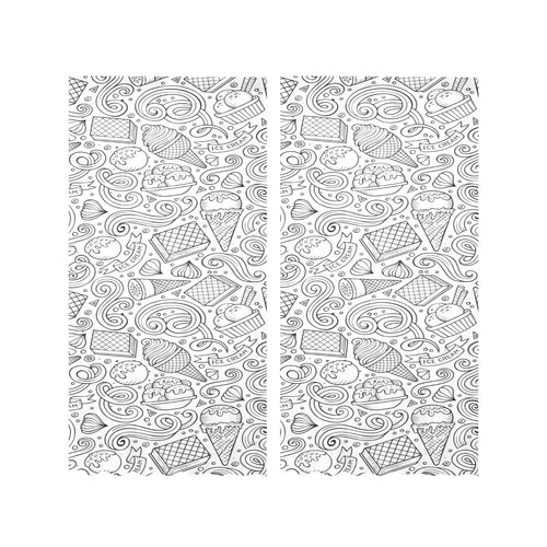 Cartoon hand drawn ice cream black white Gauze Curtain