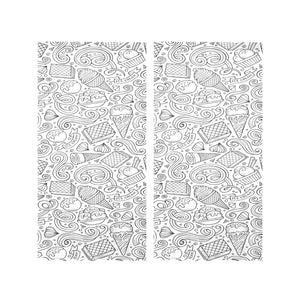 Cartoon hand drawn ice cream black white Gauze Curtain