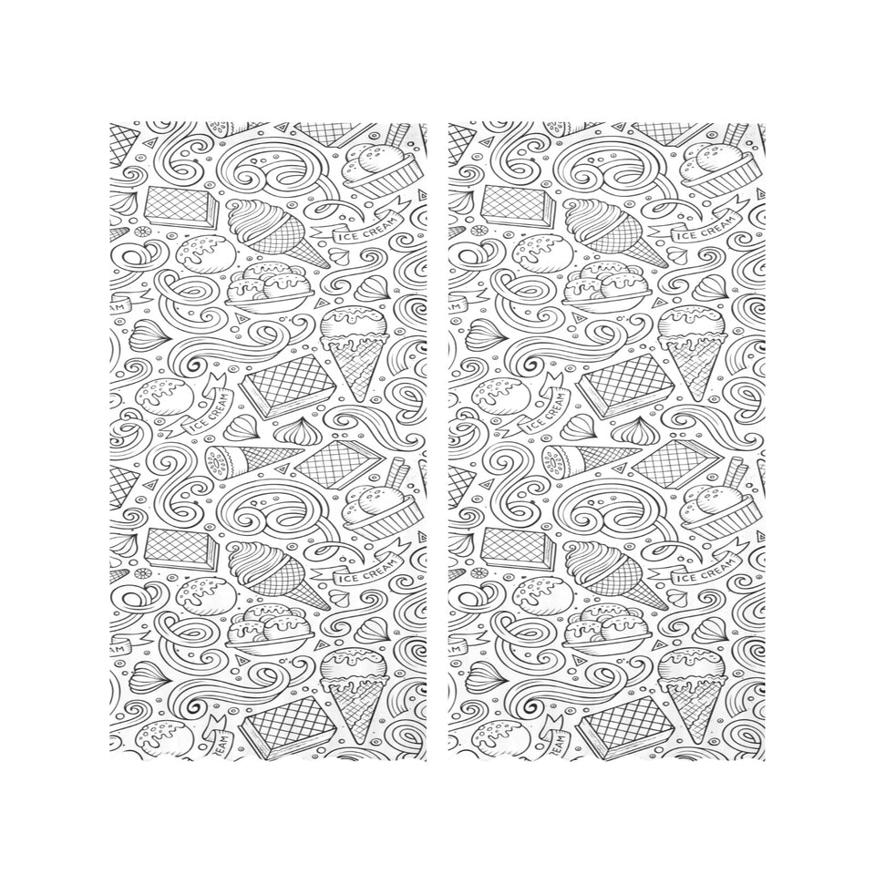 Cartoon hand drawn ice cream black white Gauze Curtain