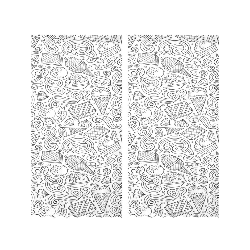 Cartoon hand drawn ice cream black white Gauze Curtain