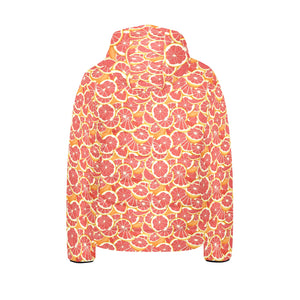 Tropical grapefruit pattern Kids' Boys' Girls' Padded Hooded Jacket